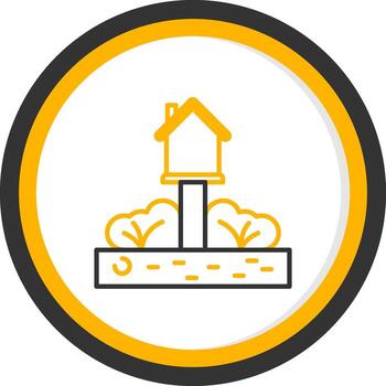 Residential Plot Location Line Two Color Circle vector