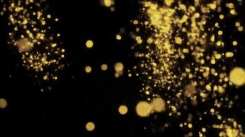 Dynamic Golden Bokeh Particles Floating on Black Background video