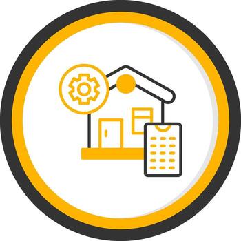 Digital Home Configuration Line Two Color Circle vector