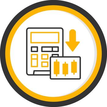 Calculator Down Value Line Two Color Circle vector