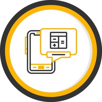 móvil calculadora herramienta línea dos color circulo vector