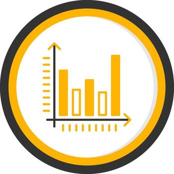 Bar Graph Line Two Color Circle vector