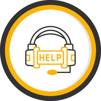 Assistance Help Request Line Two Color Circle vector