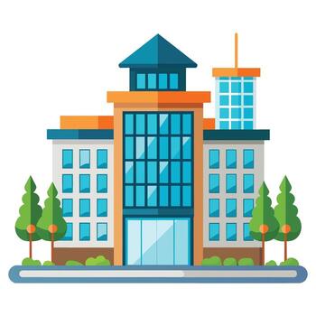 Modern building with trees and bushes vector