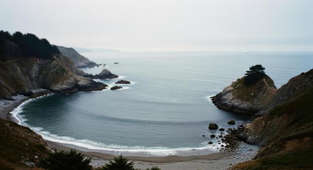 A view of the ocean and cliffs from a cliff photo
