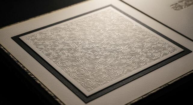 A close up of a white and black patterned paper photo