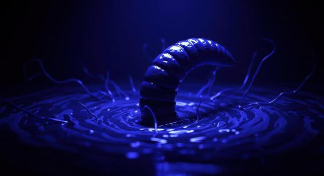 A worm is floating in a pool of water photo