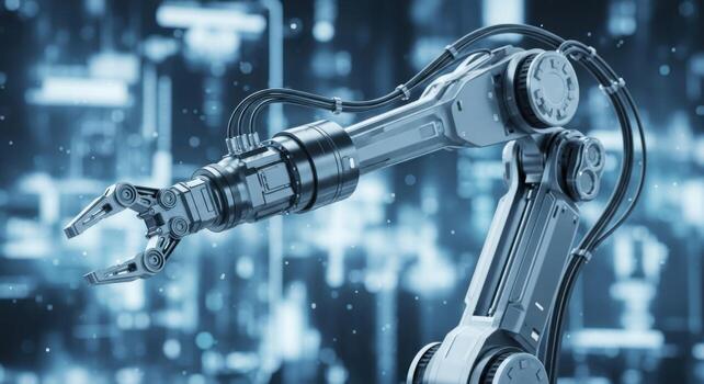 A robotic arm is holding a tool photo