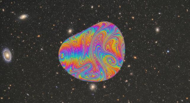 A colorful object in space with a swirl in the middle photo