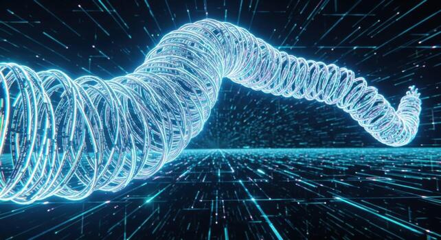 A futuristic worm with glowing lines photo