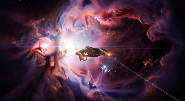 An image of a spaceship flying through space photo