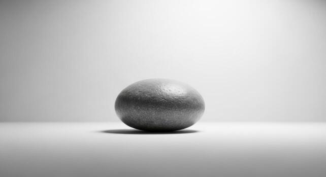 A black and white photo of a ball on a table