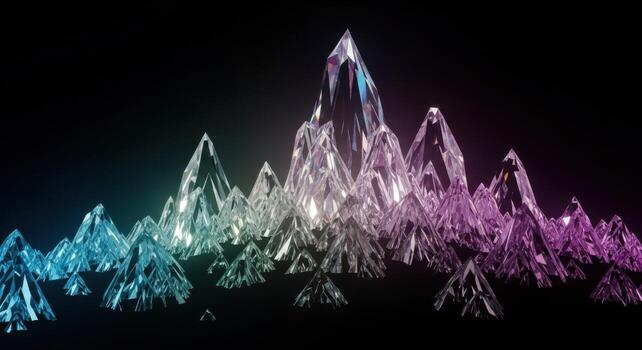 A mountain range with many different colored crystals photo