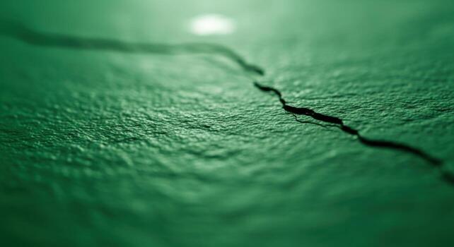grieta en verde superficie con un grieta en eso foto