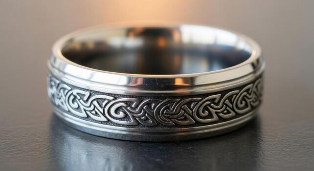 A ring with a celtic design on it photo