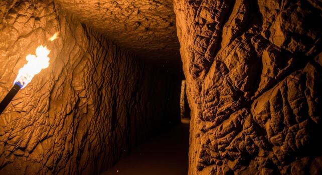 un antorcha es iluminado dentro de un cueva foto