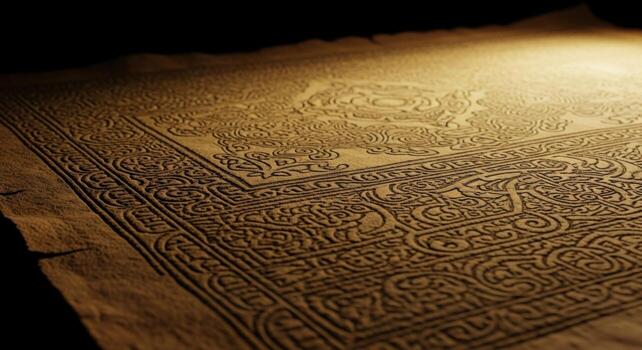 An old piece of paper with intricate designs photo