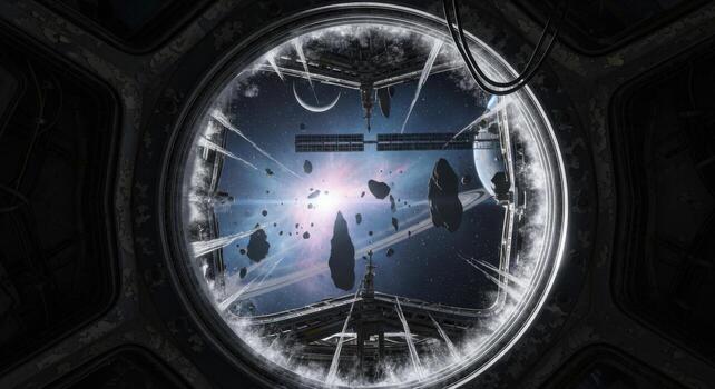 The view from inside a space station photo