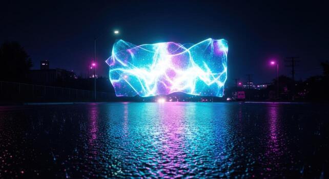 A large projection screen on the side of a road photo