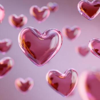 Pink heart glossy floating romantic 3D gradient soft light dreamy joy photo