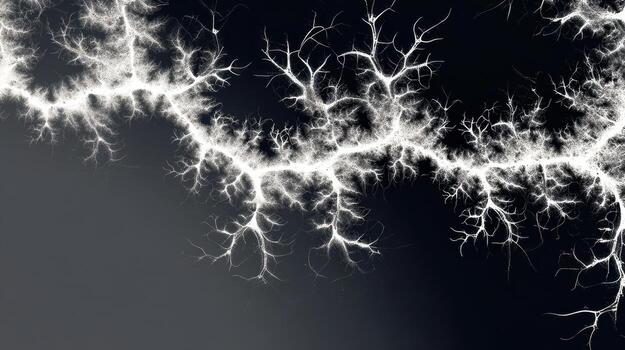 monocromo fractal relámpago modelo en oscuro fondo, resumen energía visualización foto