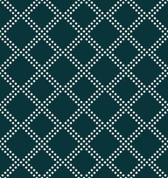 geométrico polca punto modelo con blanco puntos formando diamante formas en un transformador verde azulado antecedentes. vector