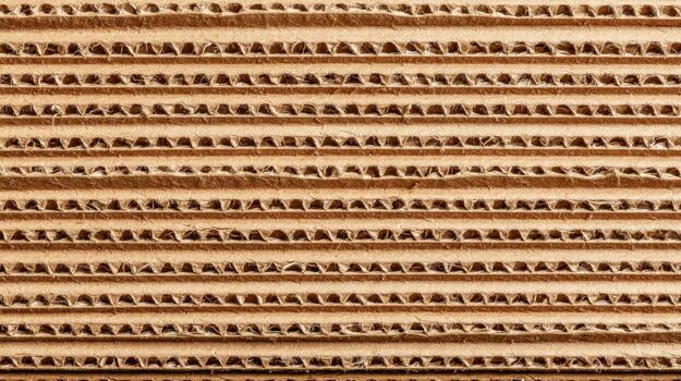 detallado de cerca de acanalado cartulina con triangular ondulado estructura y grueso fibras, marrón textura de reciclado embalaje material foto
