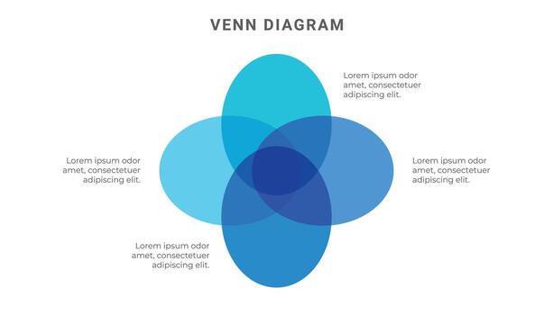 Venn diagram infographic template with 4 circles vector