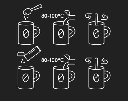 A set of elements, making instant coffee. vector