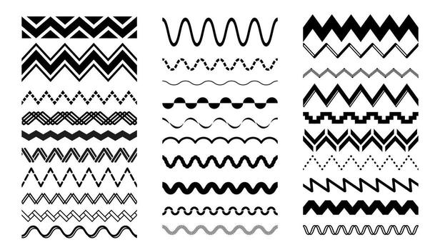 zigzag ola línea fronteras o ondulado geométrico zig zag vector