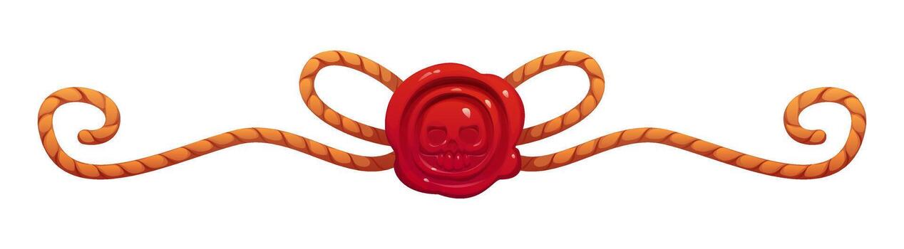 Marine border frame with ropes and a red wax seal vector