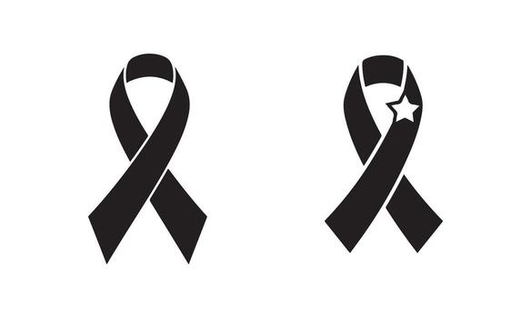 Illustration art of two black awareness ribbons, symbolizing support vector