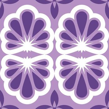 Elegant seamless pattern in violet and white with abstract floral motifs, perfect for modern decorative backgrounds, textiles, and digital design projects, adding a sophisticated touch vector