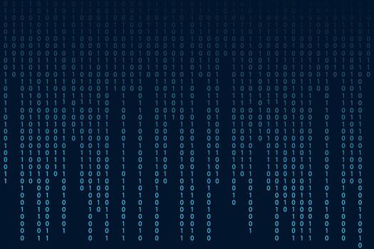 matriz binario código 0 0 y 1 números. tecnología hacker concepto. futurista que cae dígitos en oscuro azul fondo. corriendo aleatorio números. vector
