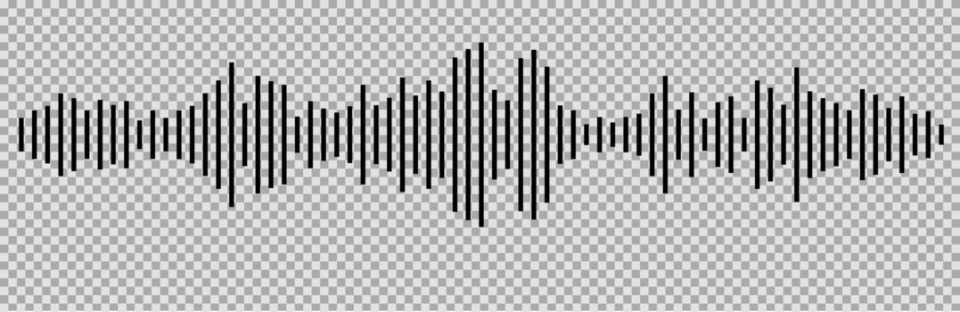 Sound wave or radio icon, voice message podcast audio recording. Music waveform pulse, equalizer rhythm symbol. Record level vibration. vector