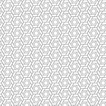A black and white geometric pattern with hexagons vector