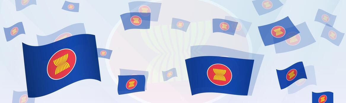 ASEAN flag-themed abstract design on a banner. Abstract background design with National flags. vector