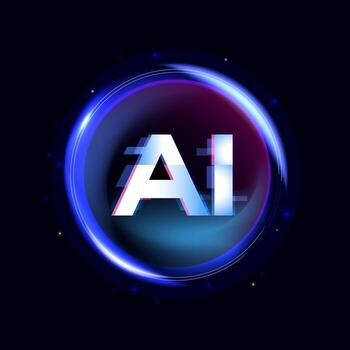 Artificial Intelligence AI Logo, Futuristic Digital Technology Background vector