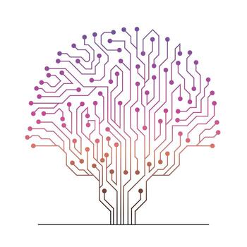 Abstract gradient circuit board technology tree vector