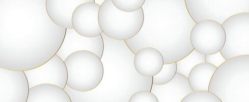 Elegant Abstract Background with Overlapping White Circles and Gold Outlines vector