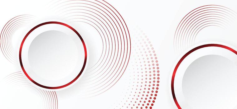 Abstract white background with red circle lines. Digital future technology concept. vector