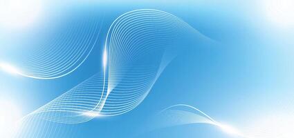 Abstract Blue Gradient Background with Curved Lines and Light Effects. vector