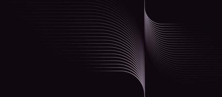 Dark Purple Abstract Background with Curved Wave Lines and Luminous Contrast vector