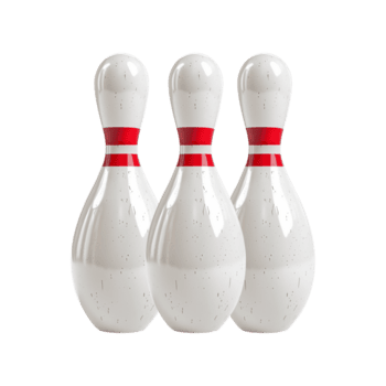 branco boliche alfinetes com vermelho listras Fonte Visão isolado em transparência fundo png