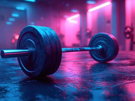 Dynamic Weightlifting Scene in Neon Lights photo