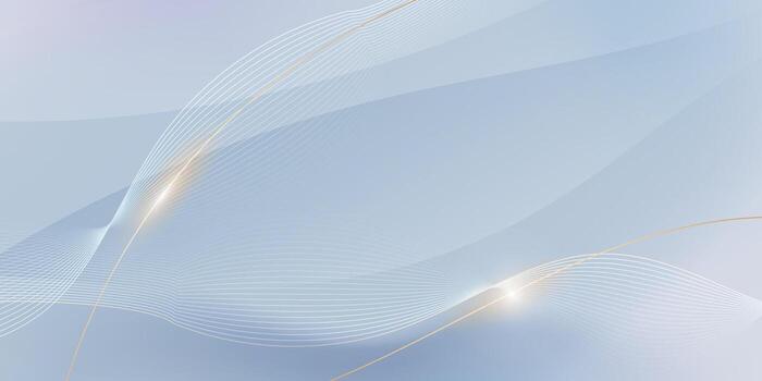 Abstract soft white, gold wave line pattern and texture on light gray gradient background. element smooth line design. Digital technology concept for luxury business template, banner background vector
