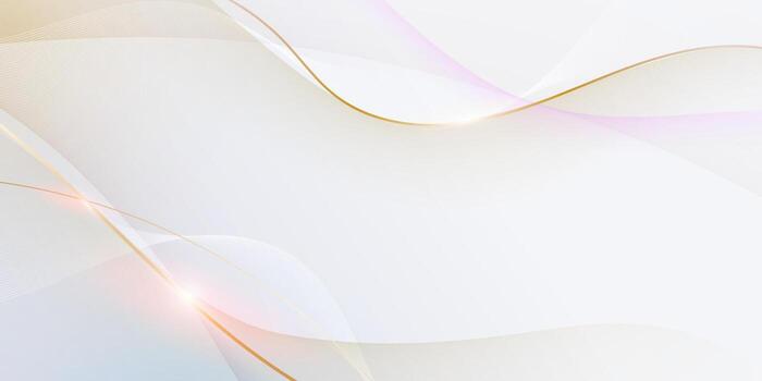 Abstract soft white. gold wave line pattern and texture on light gray gradient background. element smooth line design. Digital technology concept for luxury business background vector