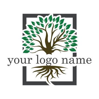 Tree with roots logo template isolated on white background vector