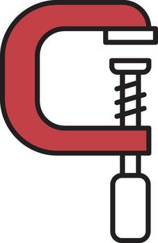 C-clamp tool icon for holding objects vector