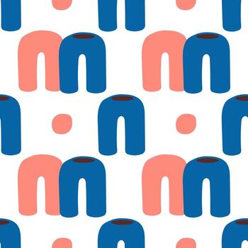 resumen cerámica sin costura modelo. cerámico jarrones, arcilla bochas y vaso ollas bg. mínimo boho formas, forma libre elementos, sencillo jarra y tarro siluetas moderno terroso tonos mano dibujado icono antecedentes vector